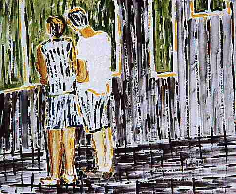 Zwei hinterm Fenster Acryl