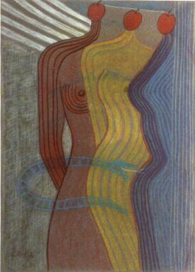 Dreifache klassische Versuchung Pastell 70  x 50 cm