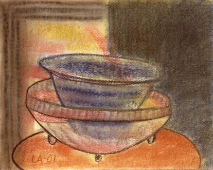 Schiefe Schalen  Pastell;l 60 x 80 cm